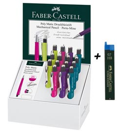 15 portamine poly matic + 24 astucci mine super polymer 0,7 mm - faber castell