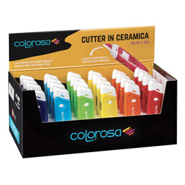 360150 espositore 24 cutter lama in ceramica colori ass. Colorosa riplast