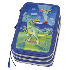 Astuccio 3 zip dinosaur edition - faber castell