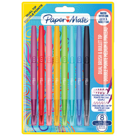 Astuccio 8 colori flair dual tip pennarello punta media/brush papermate