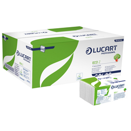 Asciugamani piegati a z eco - 2 veli - 21 gr - goffratura corda - 23,5 x 21,5 cm - bianco - lucart - conf. 220 pezzi