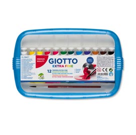 Astucci tubi tempere - 12ml - colori assortiti - giotto - box da 12 tubetti