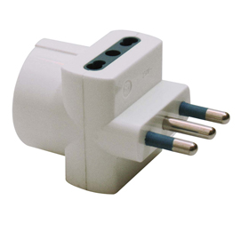 Adattatore triplo con spina 2p+t 16a - 2 prese bipasso 10/16a + 1 schuko