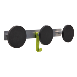 Appendiabiti da muro - 3 posti - 45x7x9 cm - nero/acciaio - alba