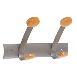 Appendiabiti da muro - 30x11,2x17,5 cm - 2 posti - metallo/legno - grigio metallo e legno chiaro - alba