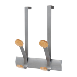 Appendiabiti da porta - 30x11x36,8 cm - 2 posti - metallo/legno - grigio metallo/legno chiaro - alba
