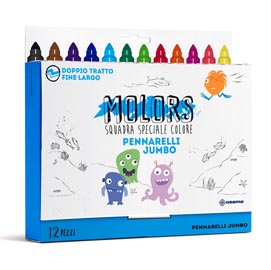 Astuccio 12 pennarelli molors jumbo - colori assortiti - osama
