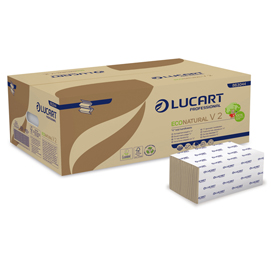 Asciugamani piegati a v econatural - 2 veli - 19,5 gr - goffratura corda - 21x21 cm - avana - lucart - conf. 190 pezzi