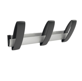 Appendiabiti da muro - 43x11,2x17,5 cm - 3 posti - alluminio/abs - grigio/nero - alba