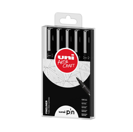 Astuccio pin fineliner - nero - 5 pezzi - uni mitsubishi
