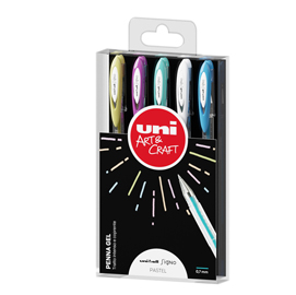 Astuccio penna sfera gel gel uni-ball signo - punta 0,7mm - blu - 5 pezzi - uni mitsubishi