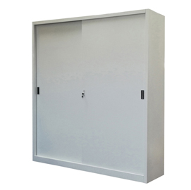 Armadio alto in metallo ad ante scorrevoli - 2 vani e 8 piani regolabili - 150x45x200 cm - grigio - bertesi