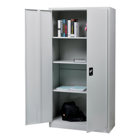 Armadio multiuso in metallo ad 2 ante battenti - 4 ripiani fissi - 90x40x181,5 cm - grigio - bertesi