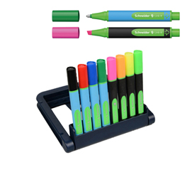 Astuccio sfere + evidenziatori link/it - colori assortiti - schneider - astuccio 4+4