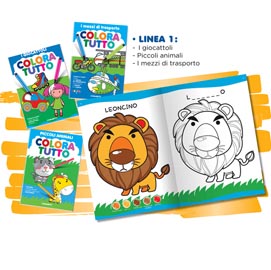 Album da colorare 24 facciate tema animali e mezzi di trasporto blasetti