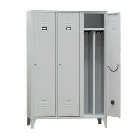 Armadio spogliatoio in metallo - 3 vani - con divisorio - 120 x 50 x 180 cm - grigio - fasma