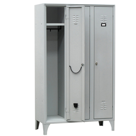Armadio spogliatoio in metallo - 3 vani - 105 x 35 x 180 cm - grigio - fasma