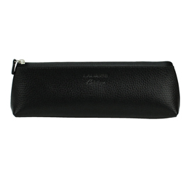 Astuccio triangolare - 21 x 6,5 cm - vera pelle - nero - laurige france