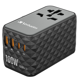 Adattatore da viaggio uta-06 2x usb-c pd 100w  qc 4+ / 2x usb-a qc 3.0-verbatim