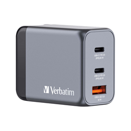 Adattatore da viaggio gnc-65- 2x usb-c pd 65w, 1x usb-a qc 3.0-65w_verbatim