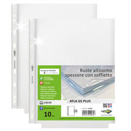 Buste forate atla gs plus - 21 x 29,7 cm - c/soffietto - sei rota - conf. 10 pezzi
