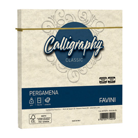Busta calligraphy pergamena -  170 x 170 mm - 90 gr - naturale 06 - favini - conf. 25 pezzi