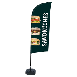 Bandiera a vela sandwich - con base riempibile - 89 x 240 cm - studio t