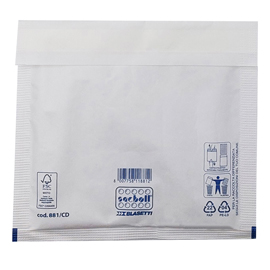 Busta imbottita sacboll - cd (20 x 22 cm) - carta - bianco - blasetti - conf. 10 pezzi