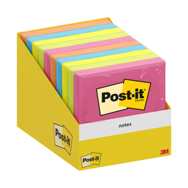 Blocco foglietti post it   - 76 x 76 mm - colori assortiti - 100 fogli - post it  - conf. 10 blocchi