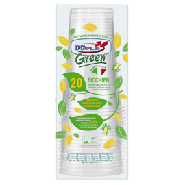 Bicchiere birra in pla - 390 ml - trasparente - dopla green - conf. 20 pezzi