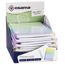 Blocco ad anelli rainbow pastel - anelli sul lato lungo - 1 rigo - a5 - 80 gr - 80 fogli - osama