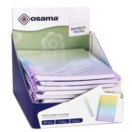 Blocco ad anelli rainbow pastel - anelli sul lato lungo - 1 rigo - b5 - 80 gr - 80 fogli - osama