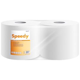 Bobina asciugatutto speedy - 2 veli - 17 gr - diametro 26 cm - 21,5 cm x 192 m - microgoffrata - cellulosa - bianco - lucart