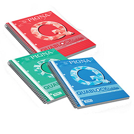 Blocco quablock evolution - spiralato - 22x29,5cm - 5mm - 50 fogli - 80gr - 4 fori - microperforato - pigna