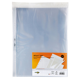 Buste forate atla t - pesante - liscio - 30x42 cm (libro) - trasparente - sei rota - conf. 10 pezzi