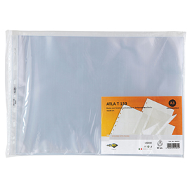 Buste forate atla t - pesante - liscio - 42x30 cm (album) - trasparente - sei rota - conf. 10 pezzi