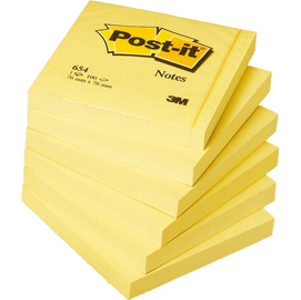 Blocco foglietti - giallo canary™ - 76 x 76mm - 100 fogli - post it®