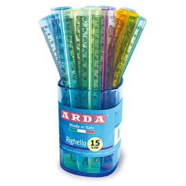 Barattolo 50 righelli - 15cm - colori trasparenti assortiti - arda