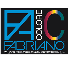 Blocco facolore - 33x48cm - 25 fogli - 220gr - 5 colori - fabriano