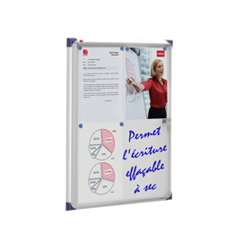 Bacheca per interni ultrapiatta - fondo in metallo magnetico bianco - 4 fogli a4 - verticale - nobo