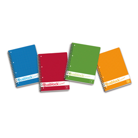 Blocco spiralato quablock original - 22x29,7mm - 1 rigo - 120 fogli - 80gr - 4 fori - pigna