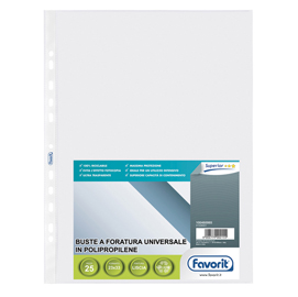 Buste forate special pp - superior - liscio - 23x33 cm - trasparente - favorit - conf. 25 buste