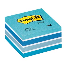 Blocco foglietti cubo - 76 x 76mm - azzurro pastello, blu smeraldo, blu cielo, blu ultra, bianco - 450 fogli - post it®