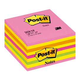 Blocco foglietti cubo - 76 x 76mm - rosa neon, giallo neon, arancio neon, rosa ultra, verde neon - 450 fogli - post it®