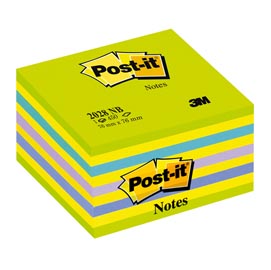 Blocco foglietti cubo - 76 x 76mm - verde ultra, giallo neon, blu ultra, viola neon, blu - 450 fogli - post it®