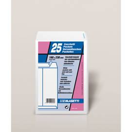 Busta a sacco bianca - serie mailpack - strip adesivo - 160x230 mm - 80 gr - blasetti - conf. 25 pezzi