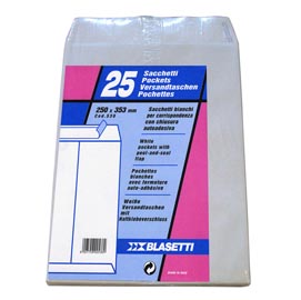 Busta a sacco bianca - serie mailpack - strip adesivo - 250x353 mm - 80 gr - blasetti - conf. 25 pezzi
