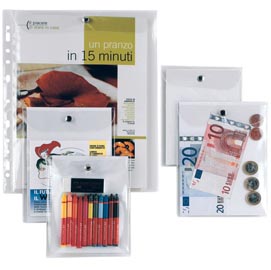 Busta con bottone press 4e - pvc - 12x15,5 cm - trasparente - sei rota