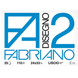 Blocco f2 - 24x33cm - 20 fogli - 110gr - liscio - 4 angoli - fabriano