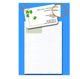 Biglietti da visita - 85 x 54 mm - 200 gr - angoli tondi - bordo liscio - bianco - decadry - conf. 15 fogli da 10 biglietti